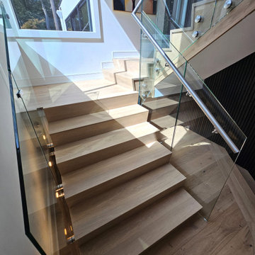 129_White Oak Slanted Riser Modern Stair, Mclean, VA 22102