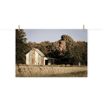 Patriotic Barn in Field Aged Landscape Photo Unframed Wall Art Print, 24" X 36"