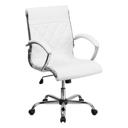 Flash Furniture Mid-Back Designer White Leather Executive Swivel Office Chair Wi - Office Chairs