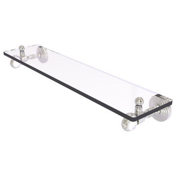 Pacific Grove 22" Glass Shelf with Twisted Accents, Satin Nickel