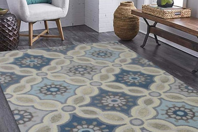 Example of a transitional living room design in Charlotte