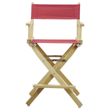 24" Director's Chair With Natural Frame, Burgundy Canvas