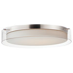 Maxim Lighting - Duo 20'' Round Flush Mount, Satin Nickel - A double glass shade advances the double shade design with the integration of sleek and modern integration of design. Satin White inner glass shades are surrounded by a transparent Clear outer glass, available in your choice of Satin Nickel or Black finished base and supports.