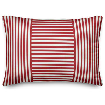 Red Farmhouse Stripes 14"x20" Throw Pillow