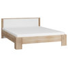 VIKI Platform Bed European Queen, With Matress 63 x 78.7, Natural OAK/White