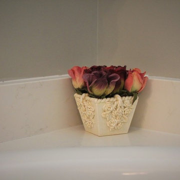 Pleasant Master Bath, Frosty Carina Quartz Tub Surround & Backsplash