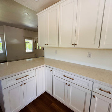 White Calcutta Luxiomer Quartz Install