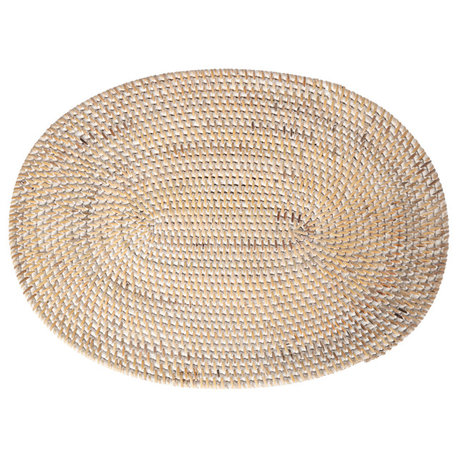 Loma Oval Rattan Placemat, Set of 2 Pieces, Latte
