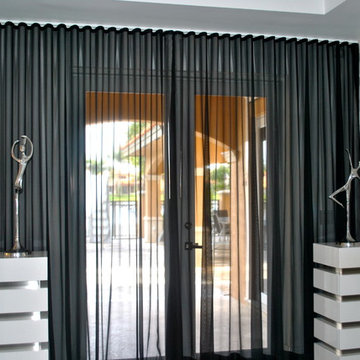 Beatriz Miami Lakes - Ripple Fold Black + Silver Sheer Drapes