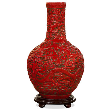 Red Porcelain Temple Vase, Without Stand