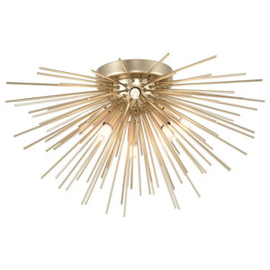 Silver Sunburst Ceiling Lamp Eichholtz Boivin Midcentury