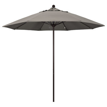 9' Bronze Push Lift Fiberglass Rib Aluminum Umbrella, Pacifica, Taupe