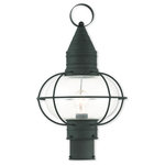 Livex Lighting - Newburyport 1-Light Post Lantern, Black - The Newburyport outdoor post lantern boasts classic nautical and railway styling with a beautiful hand blown clear glass globe and a black finish over the solid brass construction.