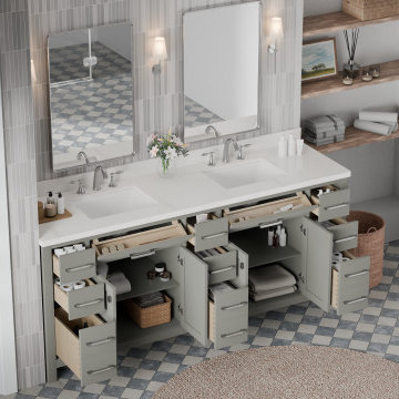 Caroline Parkway 78'' Grey Bathroom Vanity