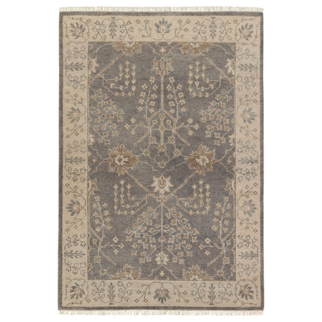 Jaipur Living Reagan Hand-Knotted Bordered Gray and Beige Area Rug, 10'x14'