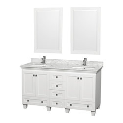 Accmilan 60" White Bathroom Vanity Ivory or White Marble Top - Bathroom Vanities And Sink Consoles