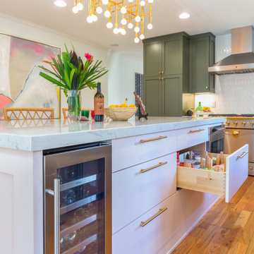 A new kitchen with bold colors and sleek lines
