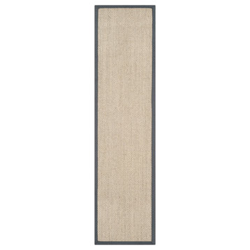 Safavieh Natural Fiber Collection NF443 Rug, Marble/Grey, 2'6" X 12'