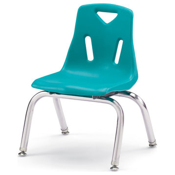 Berries Stacking Chairs with Chrome-Plated Legs, 10"H, Set of 6, Teal