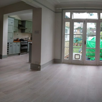 Oak Engineered Boards Installation, custom finished with white oil, Southfields