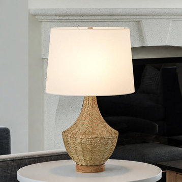 Scandinavian Table Lamp 15''W x 15''D x 22''H, Natural Brown Finish