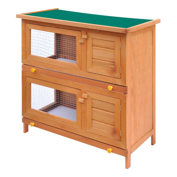 VidaXL Outdoor Rabbit Hutch Small Animal House Pet Cage, 4 Door Wood