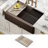 KRAUS Bellucci Workstation 33" Apron Front Kitchen Sink, Metallic Brown