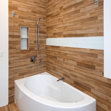 Modern Wood Panel Bathroom
