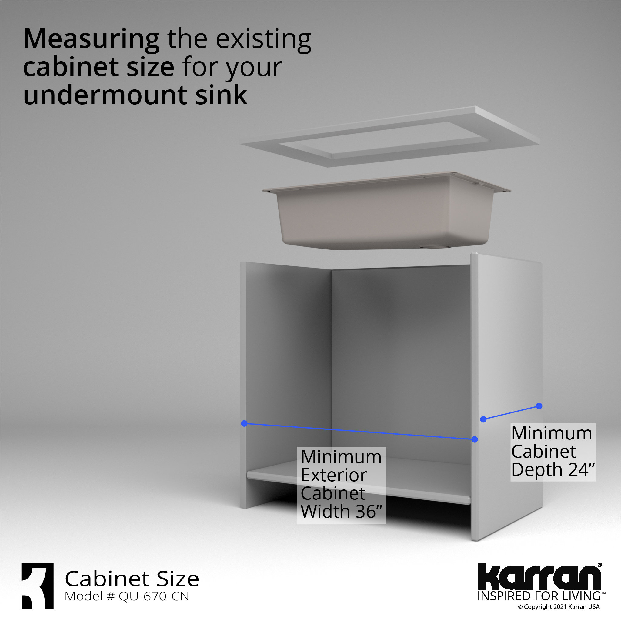 Karran Undermount Quartz 32" Single Bowl Kitchen Sink Kit, Concrete