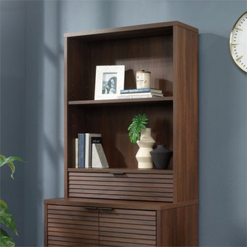 Sauder Englewood Engineered Wood Library Hutch in Spiced Mahogany