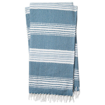 Throw Blanket, Blue, White, 4'2"x5'