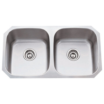 Hardware Resources 802-18 32-1/4" Undermount Double Basin - Stainless Steel