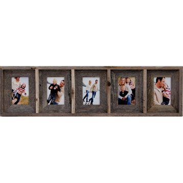 Collage Picture Frame With 5 Openings, Barn Wood, 4x6