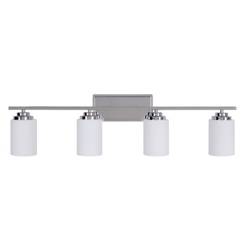 Jeremiah Albany 4-Light Vanity, Chrome, White Frosted Glass, 39704-CH