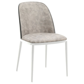 LeisureMod Tule Mid-Century Modern Dining Side Chair, Black/Charcoal