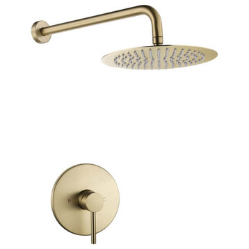 Givingtree Wall Mounted Shower Faucet with High Pressure 10-in,Gold