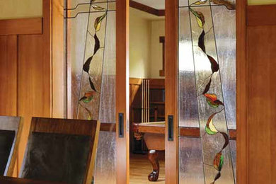 Full Decorative Glass Sliding Interior Door