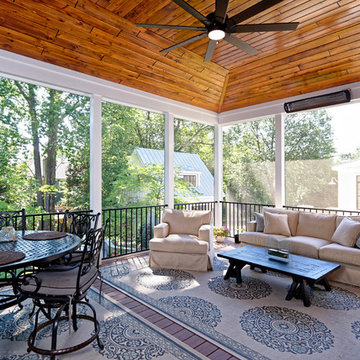Warm, Relaxing Tray Ceiling Screened Porch + Timbertech Deck in Arlington, VA
