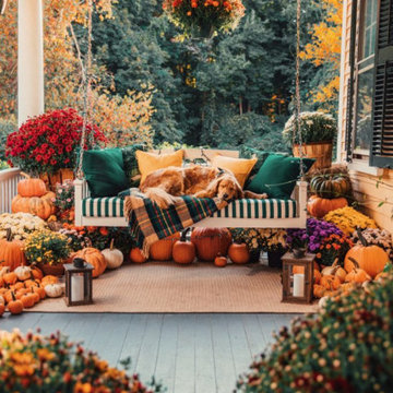 Greens and yellows pop on stunning autumn porch