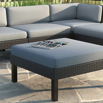 Corliving Oakland 5-Piece Sofa With Chaise Lounge Patio Set