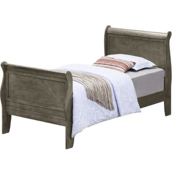 Glory Furniture Louis Phillipe Twin Sleigh Bed in Gray