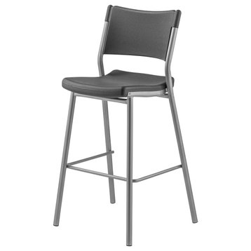 NPS Cafe Time Stool, Charcoal Slate Top and Silver Frame