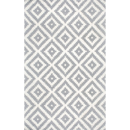 Nuloom Hand-Tufted Geometric Tuscan Rug, Grey 7'6"x9'6"
