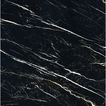 Marquina Black Marble Look Rectified Porcelain Tile Premium Polished, 40"x40"