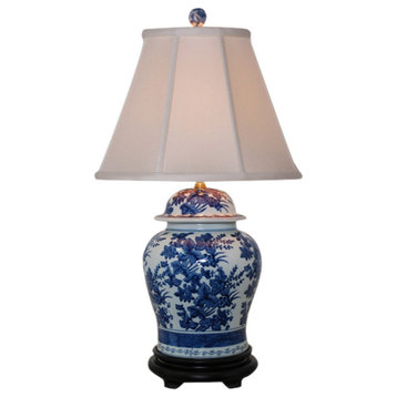 Cleo Porcelain Table Lamp, Blue and White