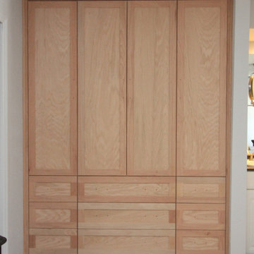 Custom Built-In Shaker Storage Cabinet shown in Unfinished Solid Oak