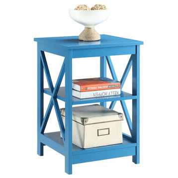Convenience Concepts Oxford Square End Table in Blue Wood Finish