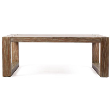 Armen Living Paradise 40.5" Modern Wood Outdoor Patio Coffee Table in Natural