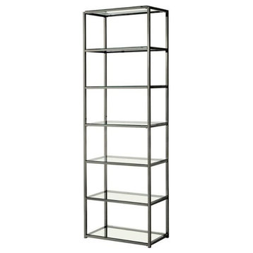 Coaster Contemporary 6-Shelf Glass Bookcase with Metal Frame in Black