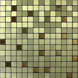 Gold Metallic Tile Backsplash Brushed Aluminum & Stainless Steel Blend Mosaic - Mosaic Tile